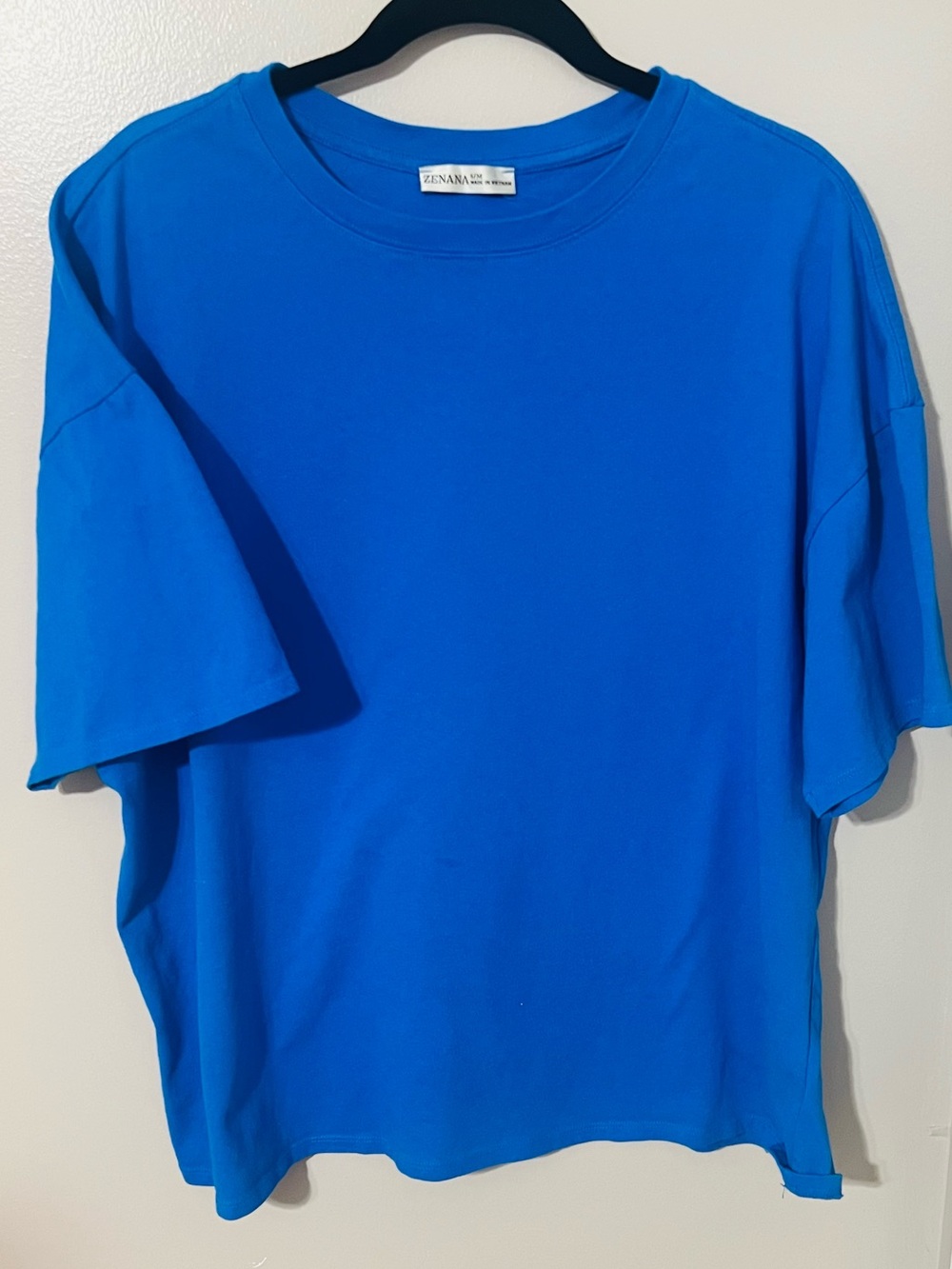 Zenana Outfitters Royal Blue Cotton Boxy Oversized Crew Neck Tee